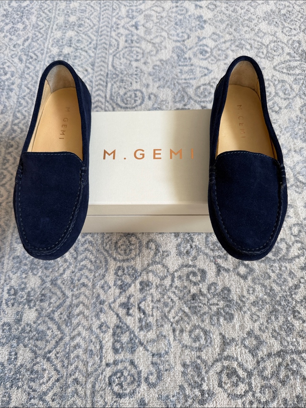 M. Gemi Navy Suede Penny Loafers